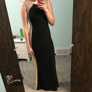 Black and gold prom dress